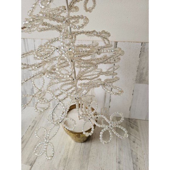 Vintage beaded mini tree unique Xmas tabletop potted iridescent decor large - Picture 6 of 7